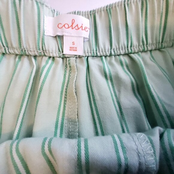 Colsie Womens Green Striped Sleep Shorts Elastic waistband for flexible fit S - Picture 7 of 9